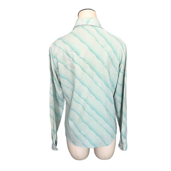 Vintage 1960s Misses' Mary Quant Londonpride Wool Cotton Wave Print Blouse S M - Picture 5 of 8